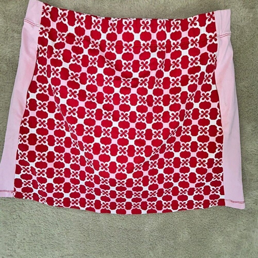 J. McLaughlin Skort Pink Red Print Tennis Golf Womens Size M Preppy Pickleball